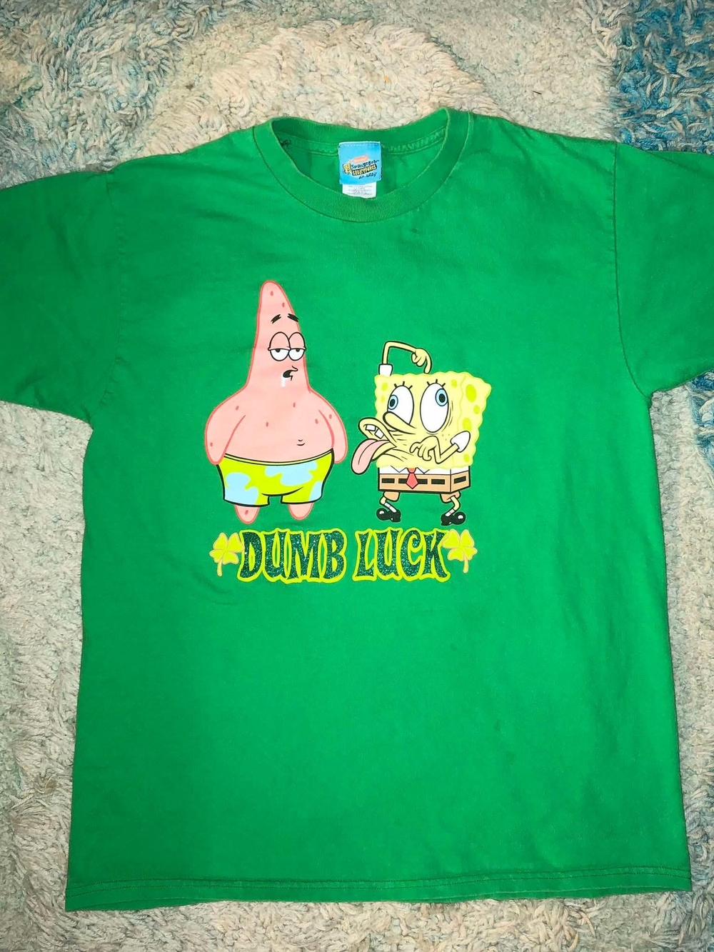 vintage Nickelodeon SpongeBob SquarePants "Dumb Luck" green t-shirt